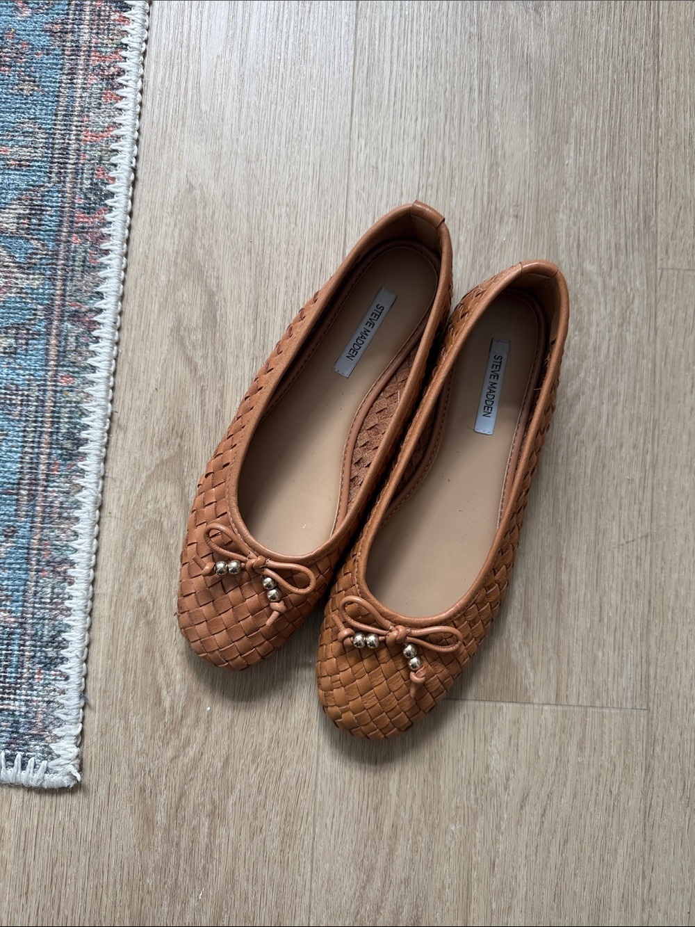 Steve Madden Woven Ballet Flats in Cognac Brown